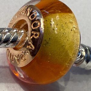 Authentic Pandora Sunset Rose Gold Murano Glass Charm